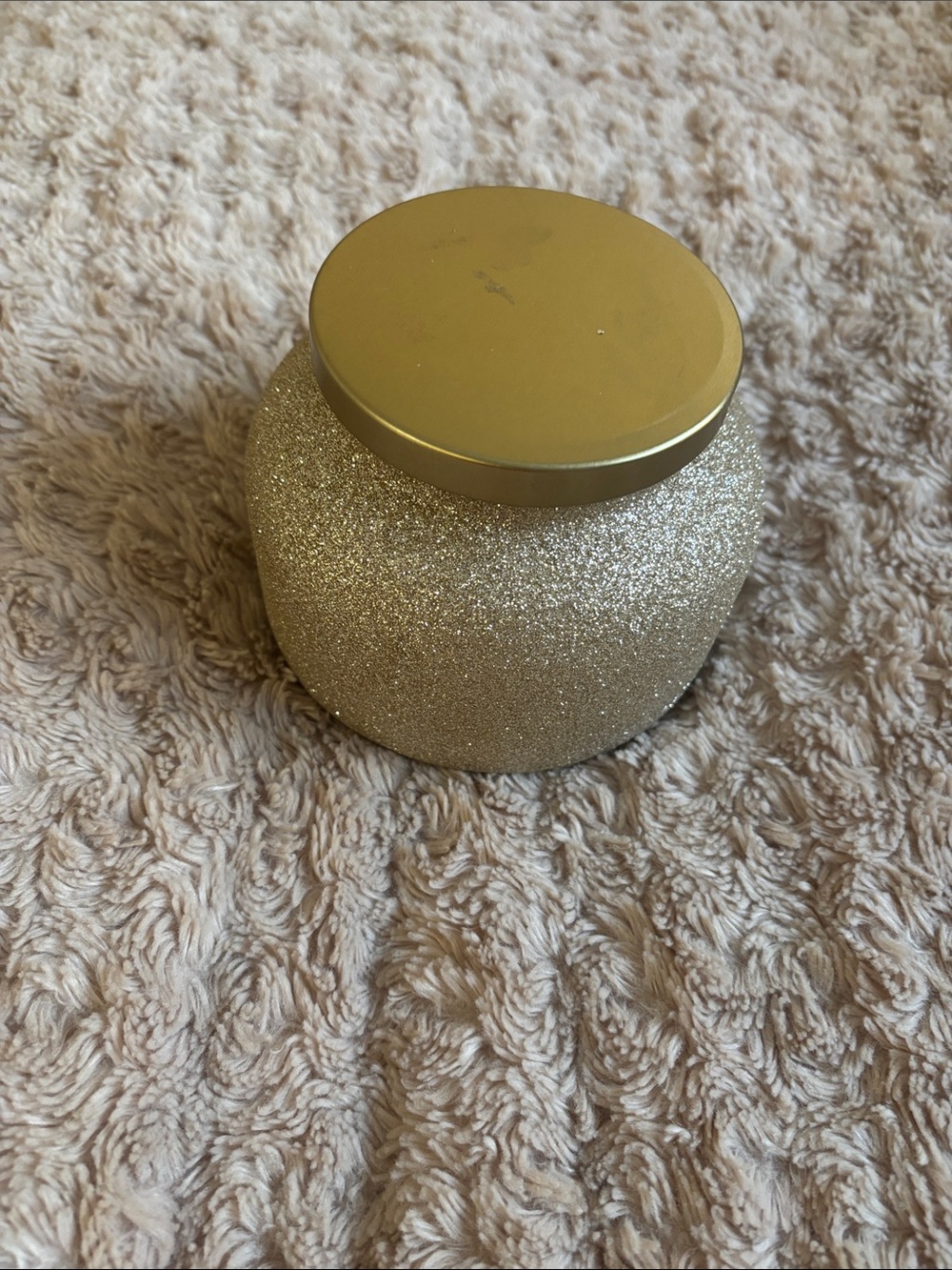 Glittered Gold Decorative Jar with Lid -